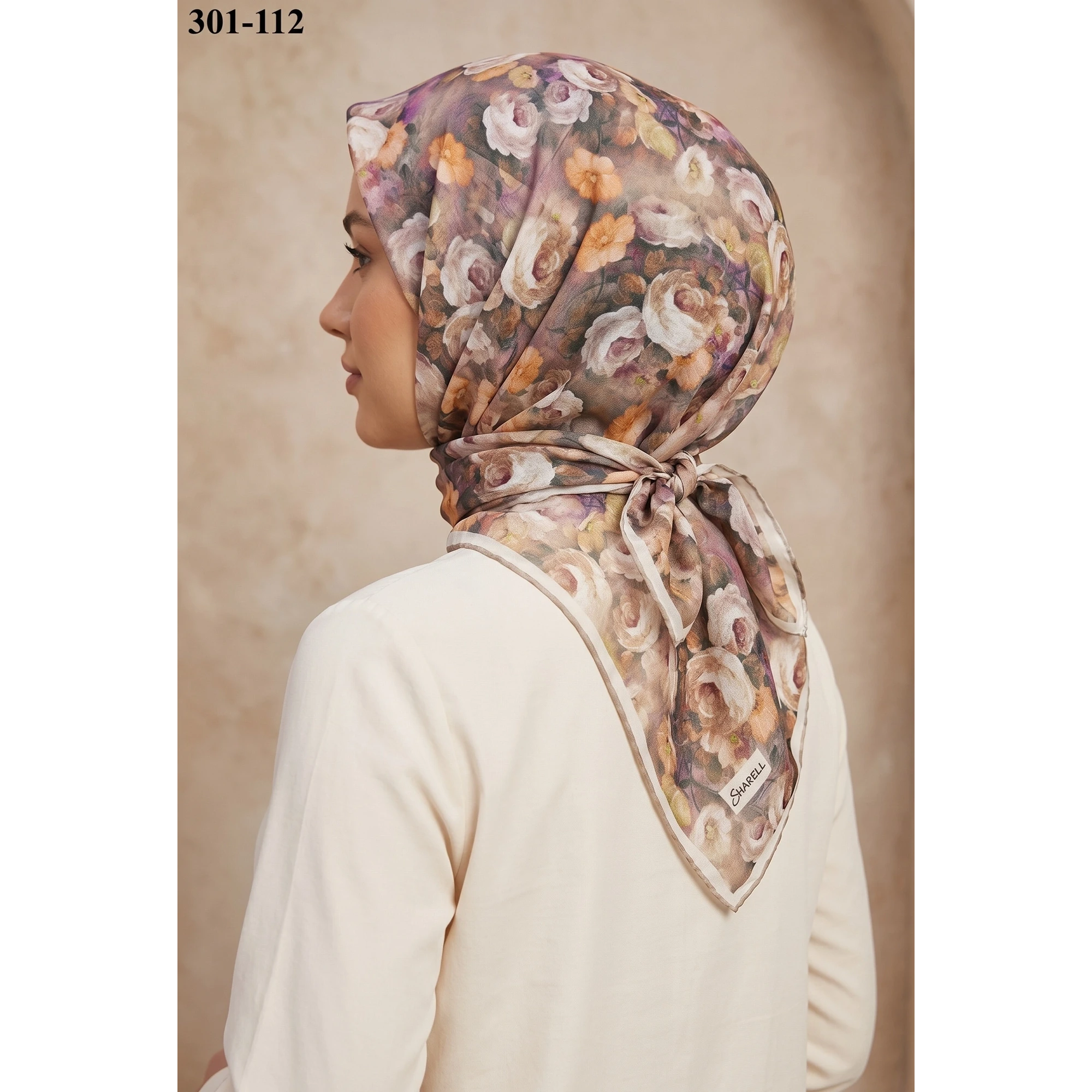Sharell Gül Desenli Soft Pamuk Eşarp 301-112