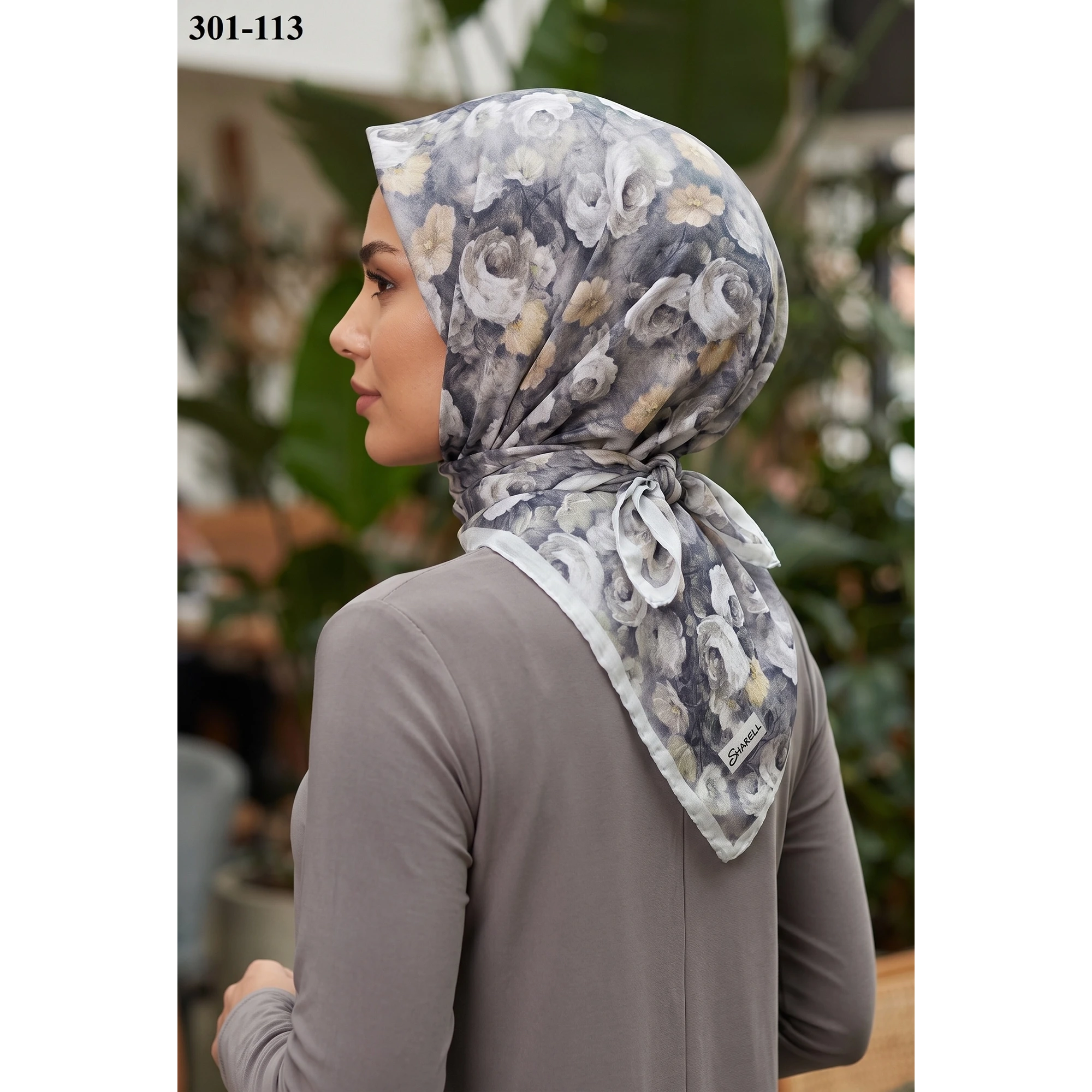 Sharell Gül Desenli Soft Pamuk Eşarp 301-113