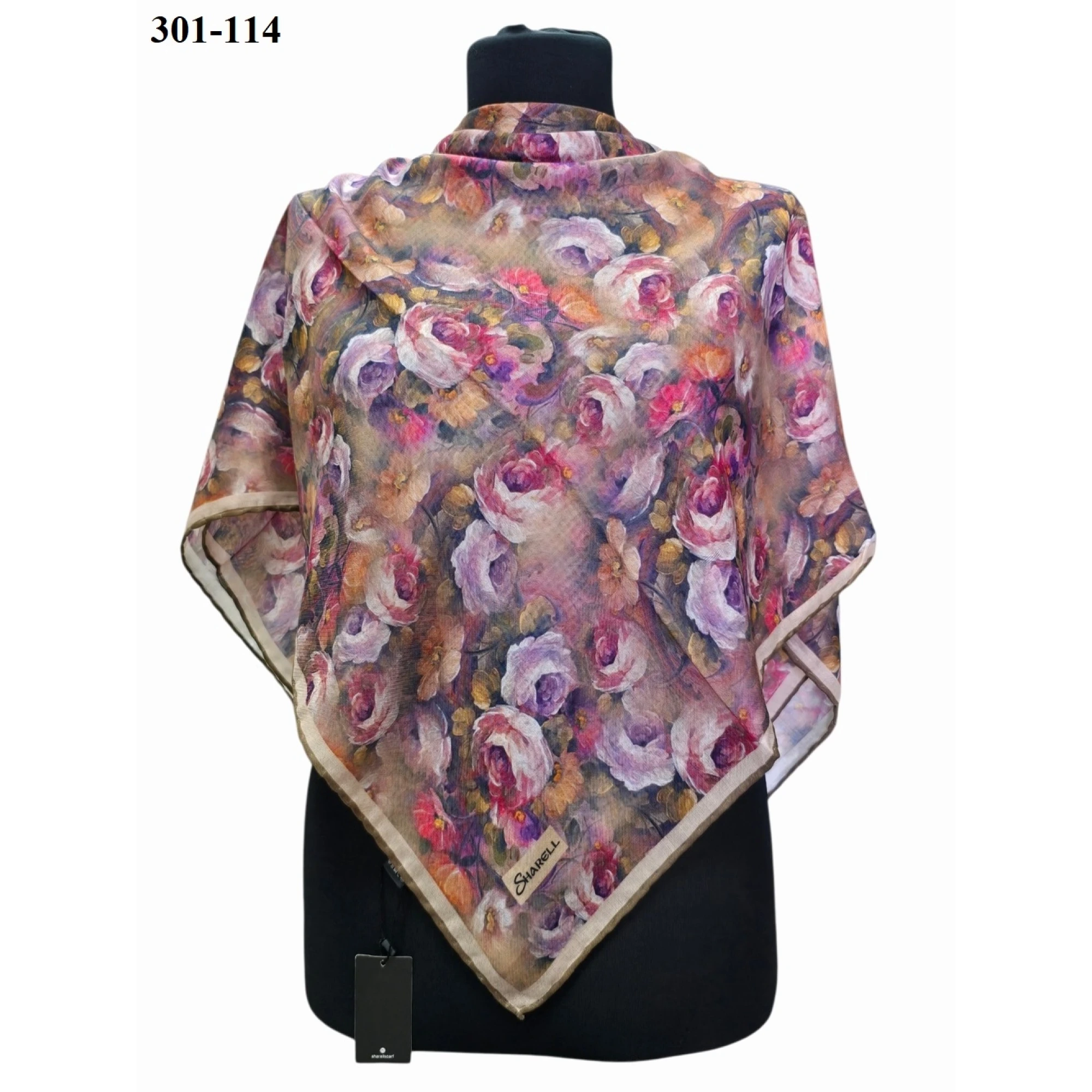 Sharell Gül Desenli Soft Pamuk Eşarp 301-114