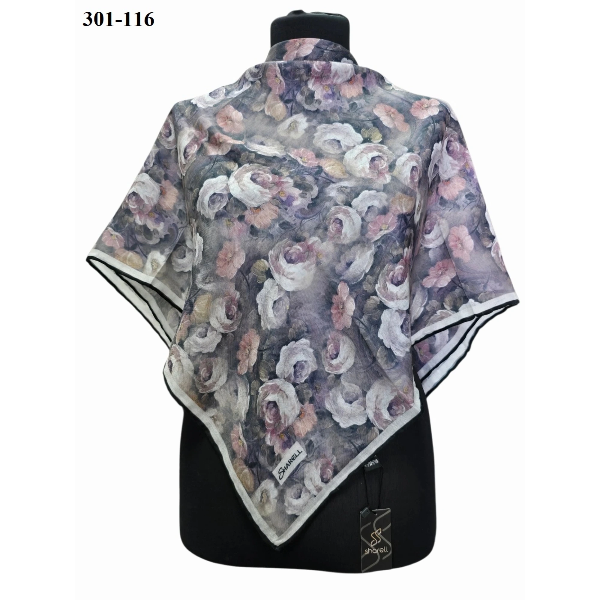 Sharell Gül Desenli Soft Pamuk Eşarp 301-116