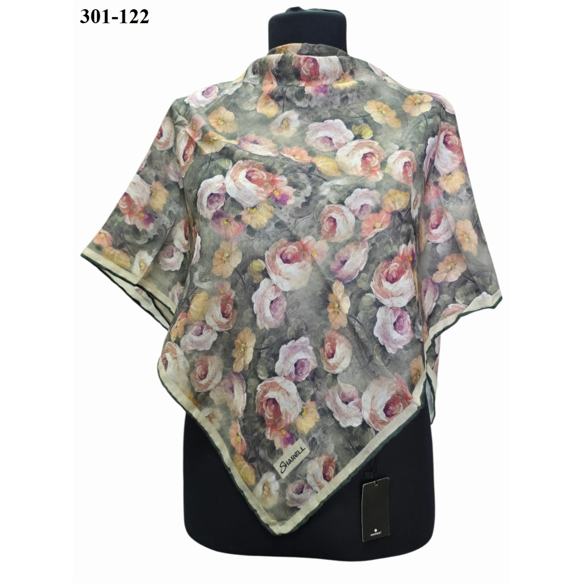 Sharell Gül Desenli Soft Pamuk Eşarp 301-122
