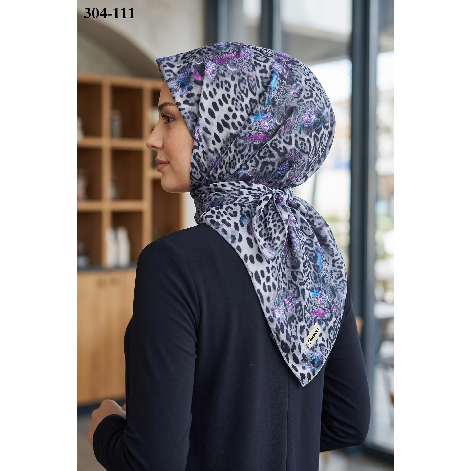 Sharell Leopar Desenli Soft Pamuk Eşarp 304-111
