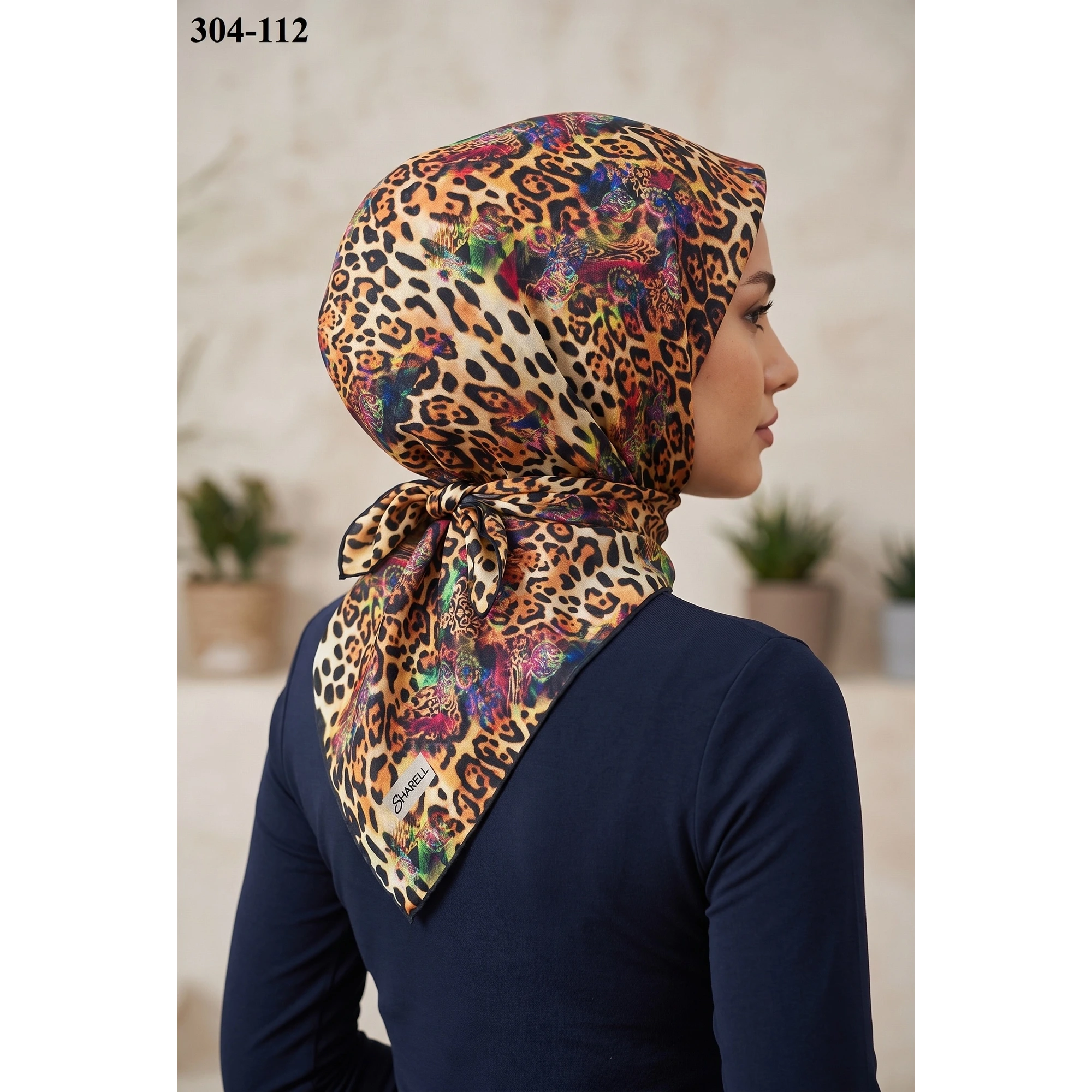 Sharell Leopar Desenli Soft Pamuk Eşarp 304-112