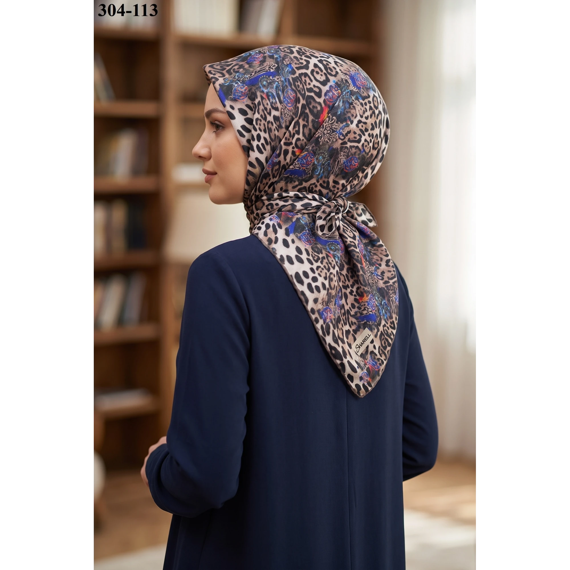 Sharell Leopar Desenli Soft Pamuk Eşarp 304-113