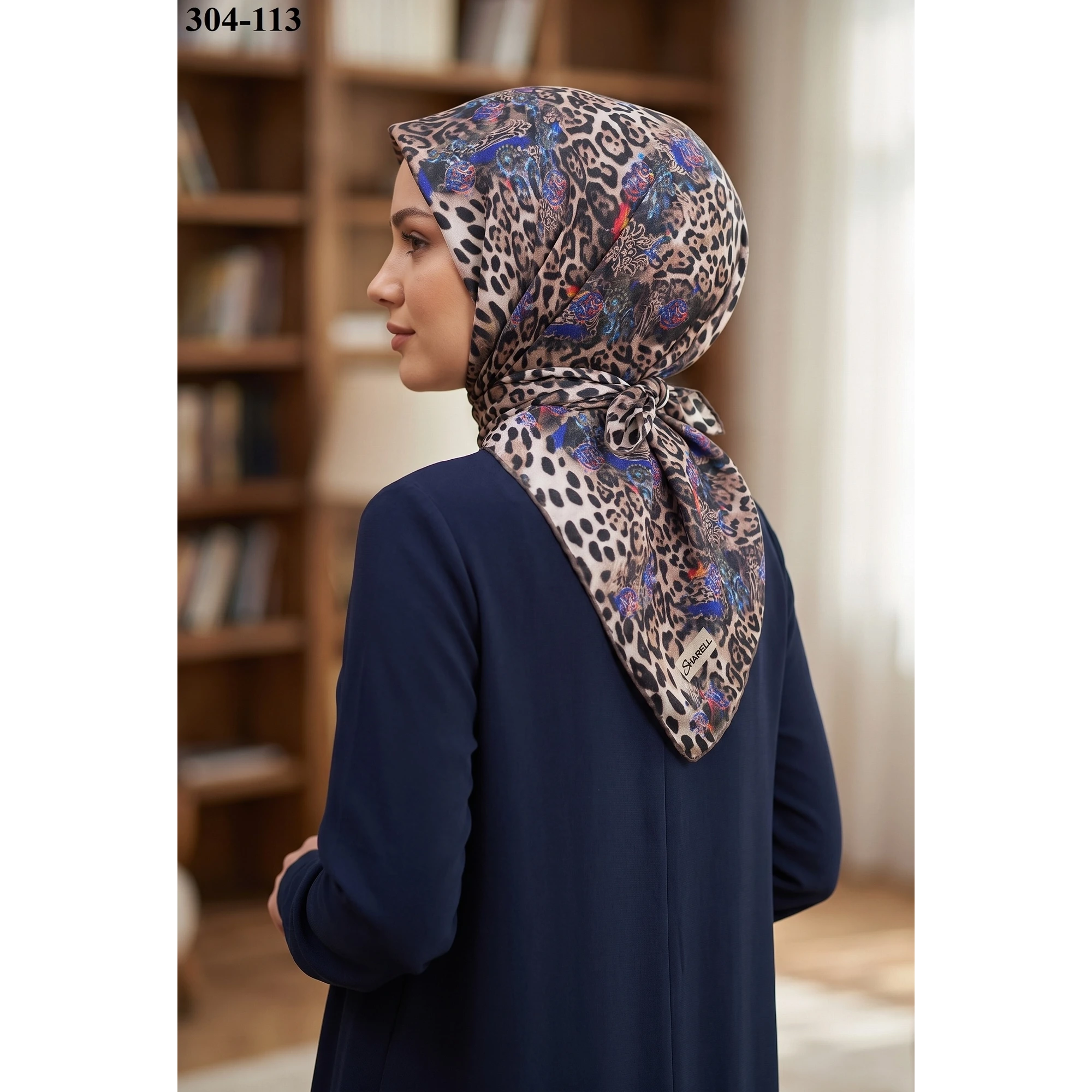 Sharell Leopar Desenli Soft Pamuk Eşarp 304-113