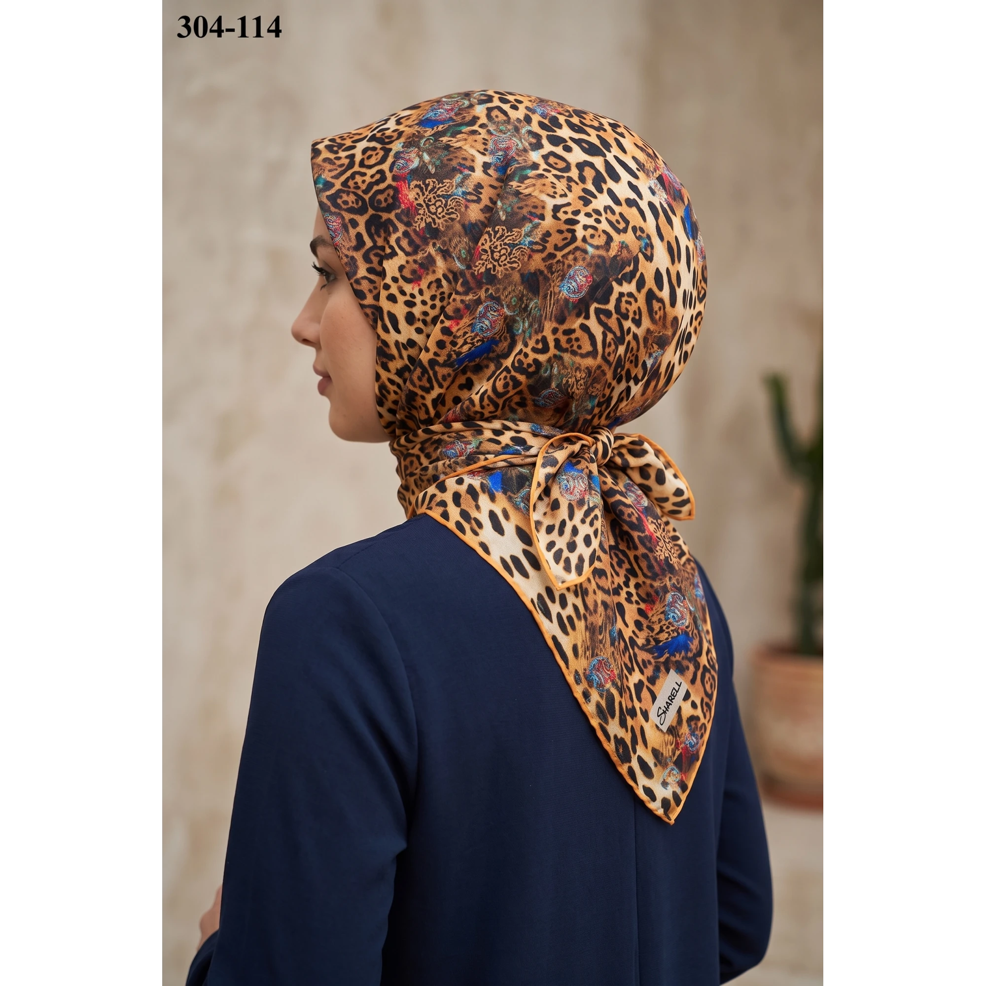 Sharell Leopar Desenli Soft Pamuk Eşarp 304-114