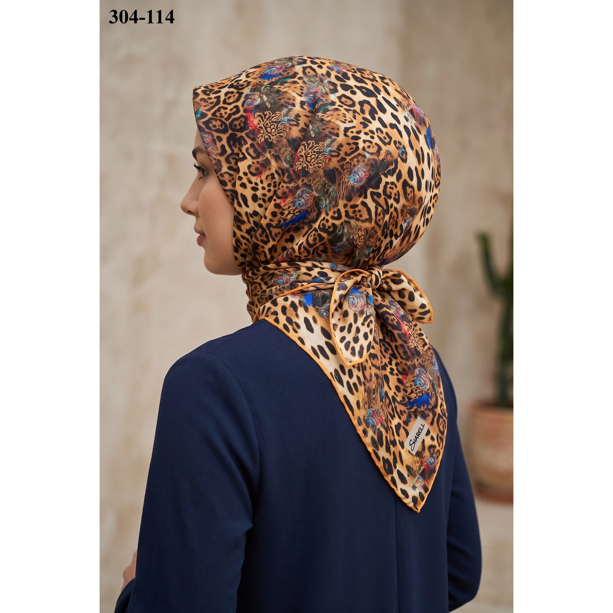 Sharell Leopar Desenli Soft Pamuk Eşarp 304-114