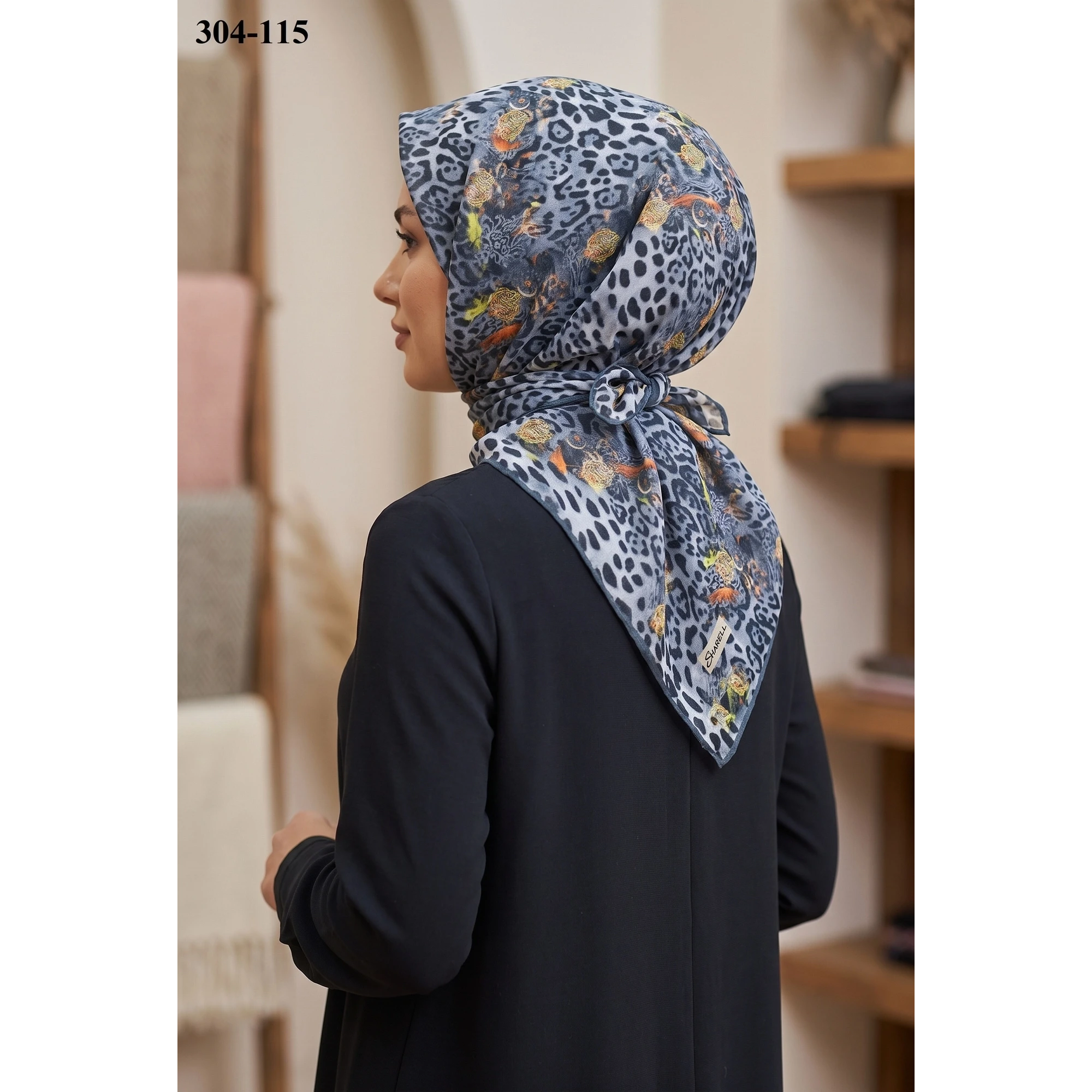 Sharell Leopar Desenli Soft Pamuk Eşarp 304-115