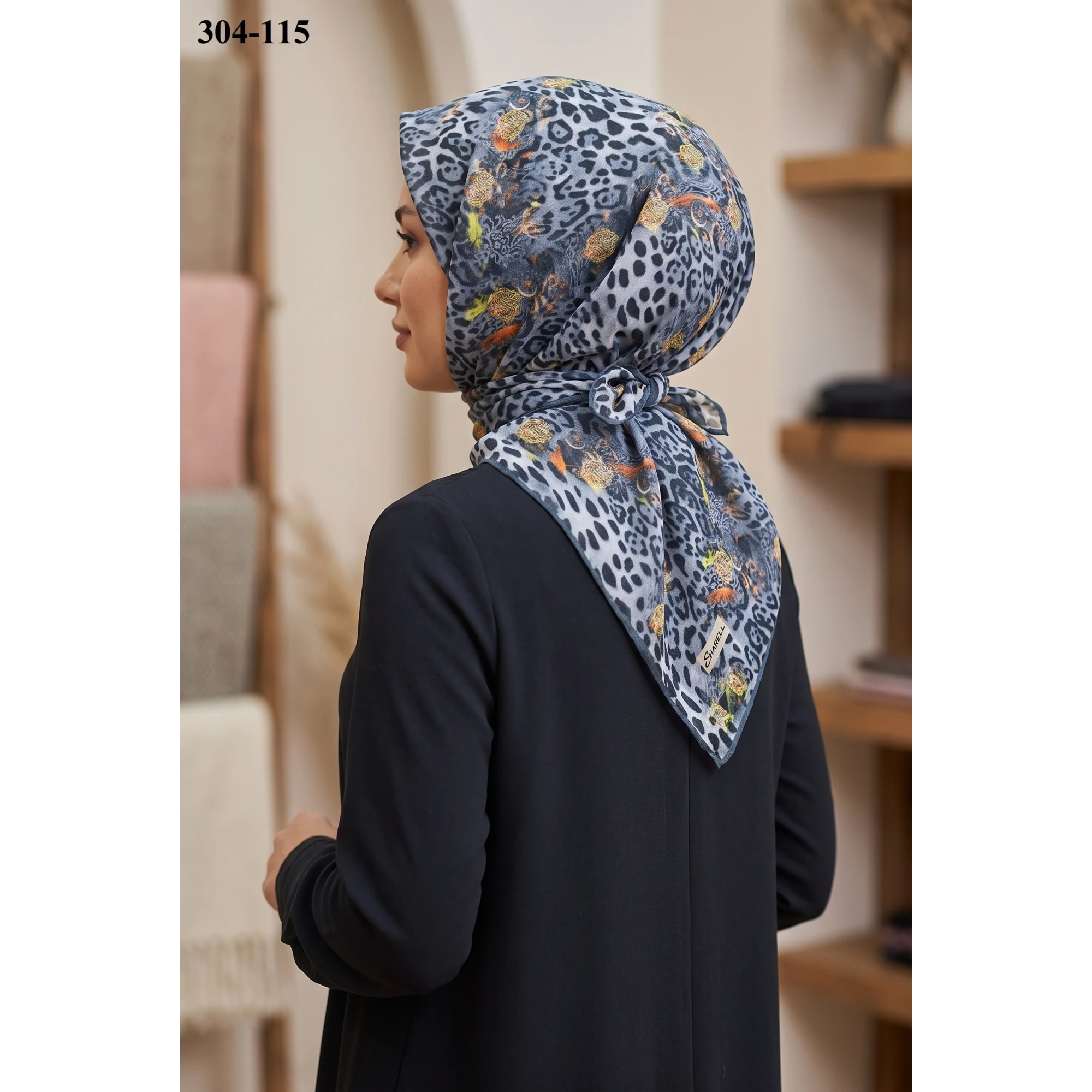 Sharell Leopar Desenli Soft Pamuk Eşarp 304-115