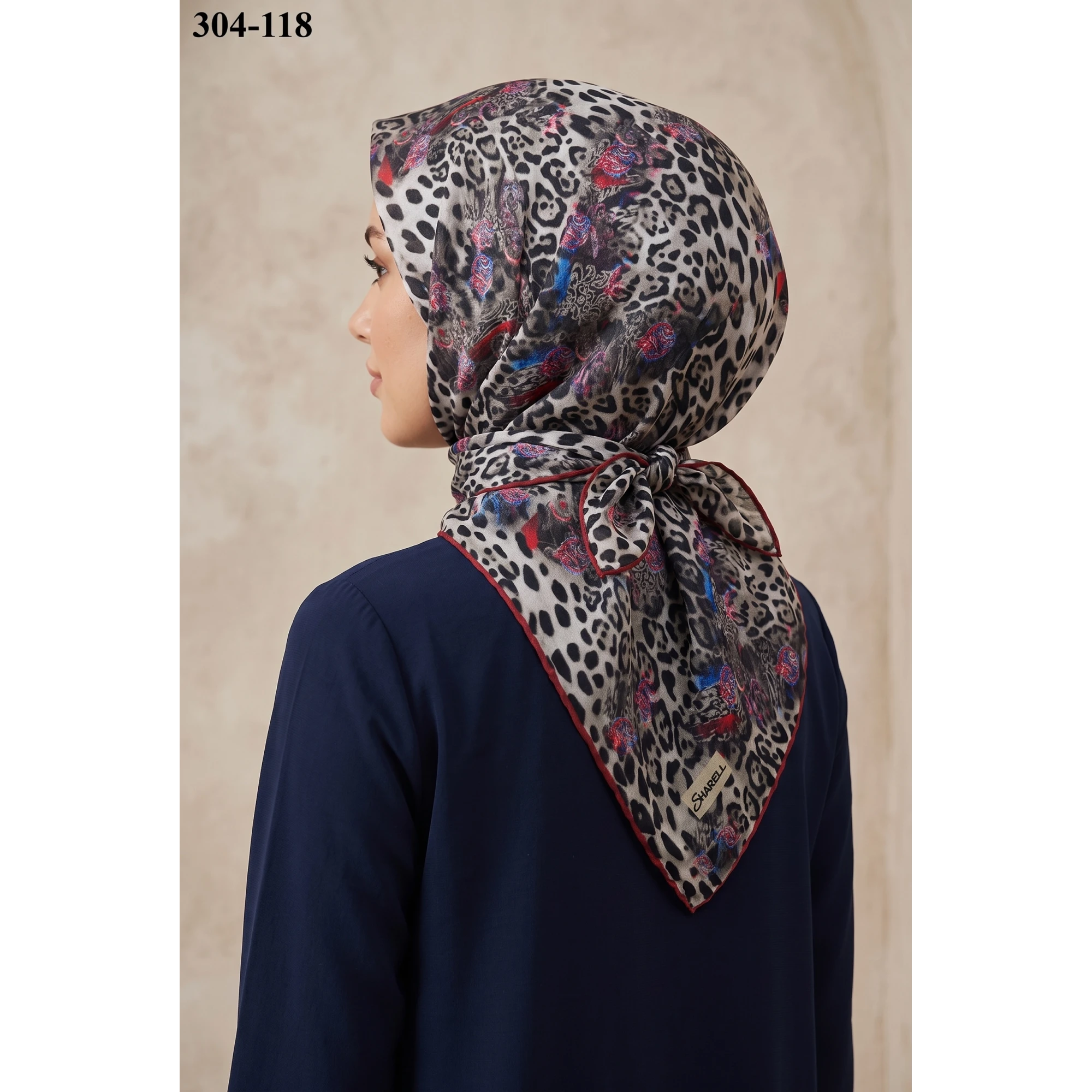 Sharell Leopar Desenli Soft Pamuk Eşarp 304-118