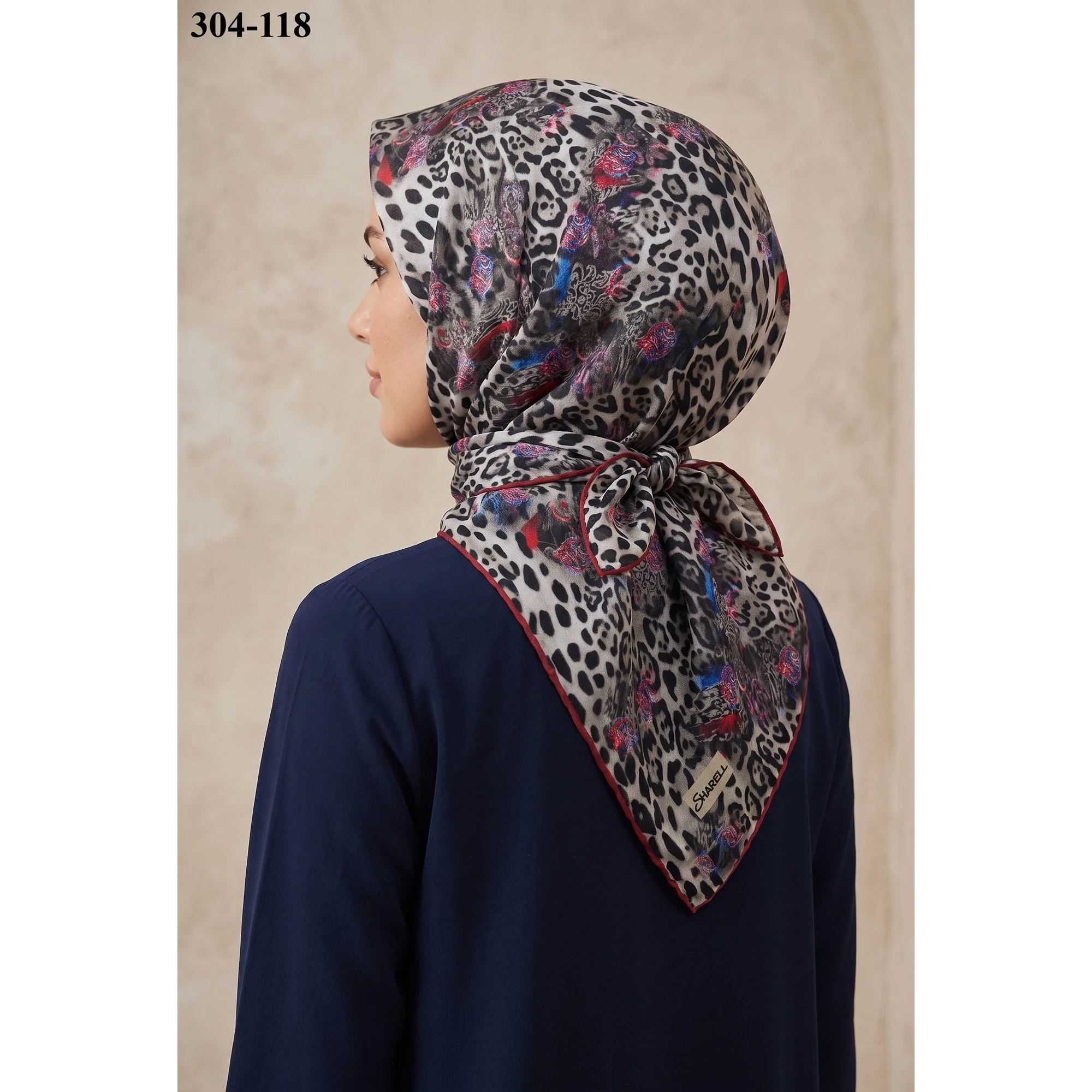 Sharell Leopar Desenli Soft Pamuk Eşarp 304-118