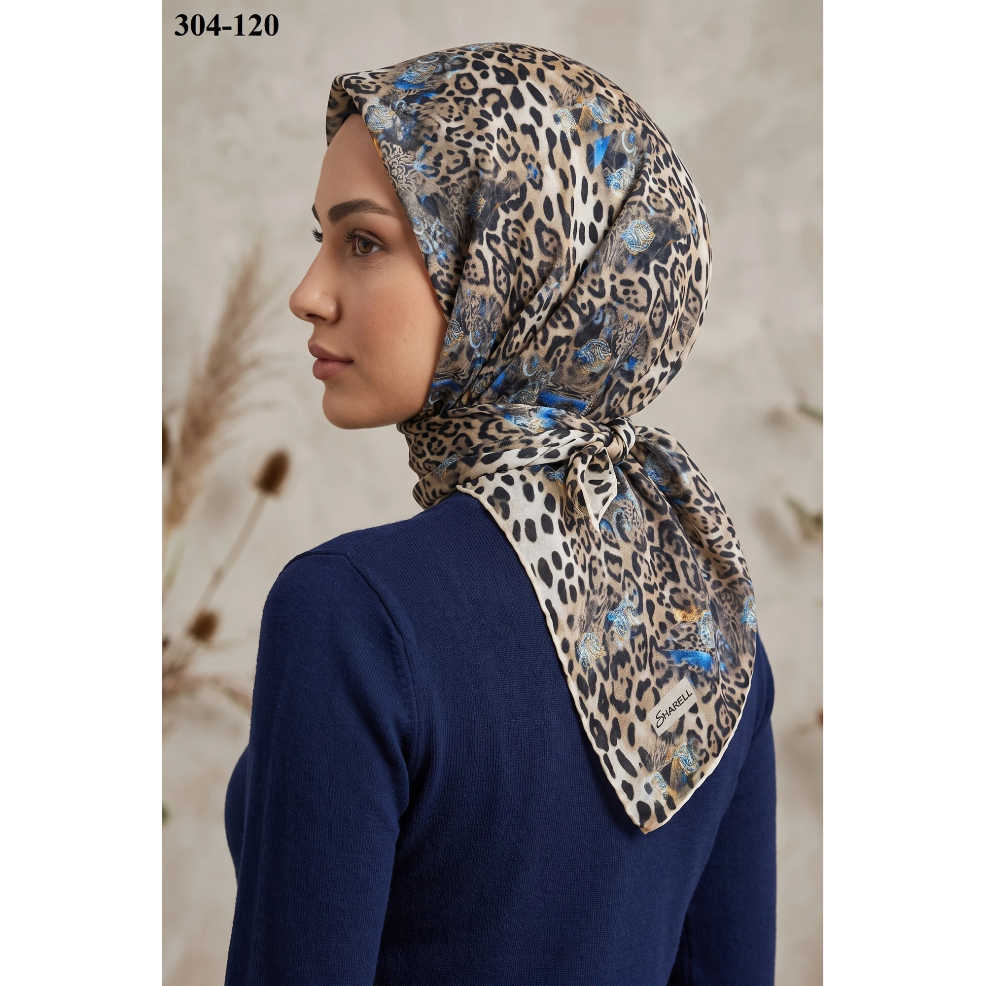 Sharell Leopar Desenli Soft Pamuk Eşarp 304-120