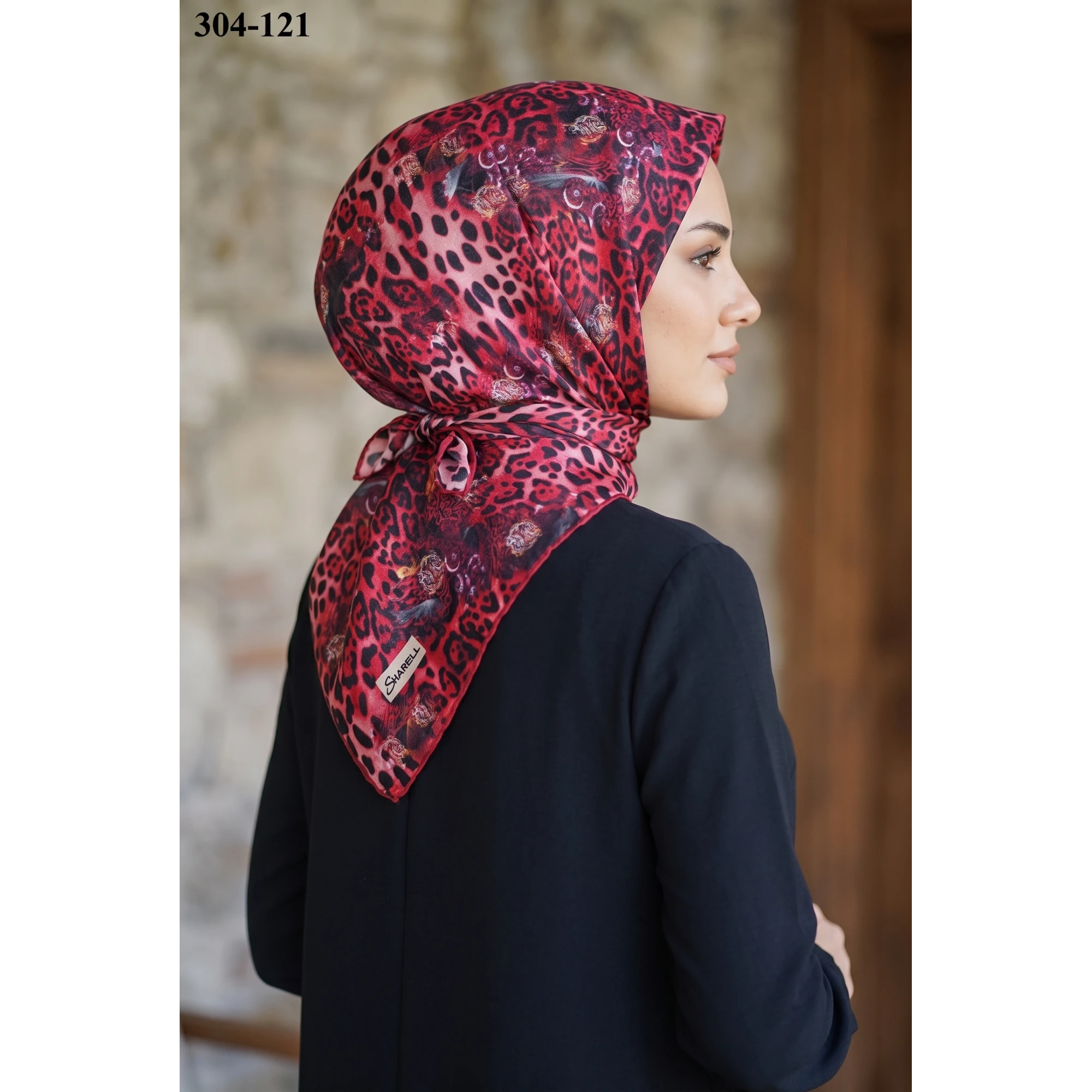 Sharell Leopar Desenli Soft Pamuk Eşarp 304-121