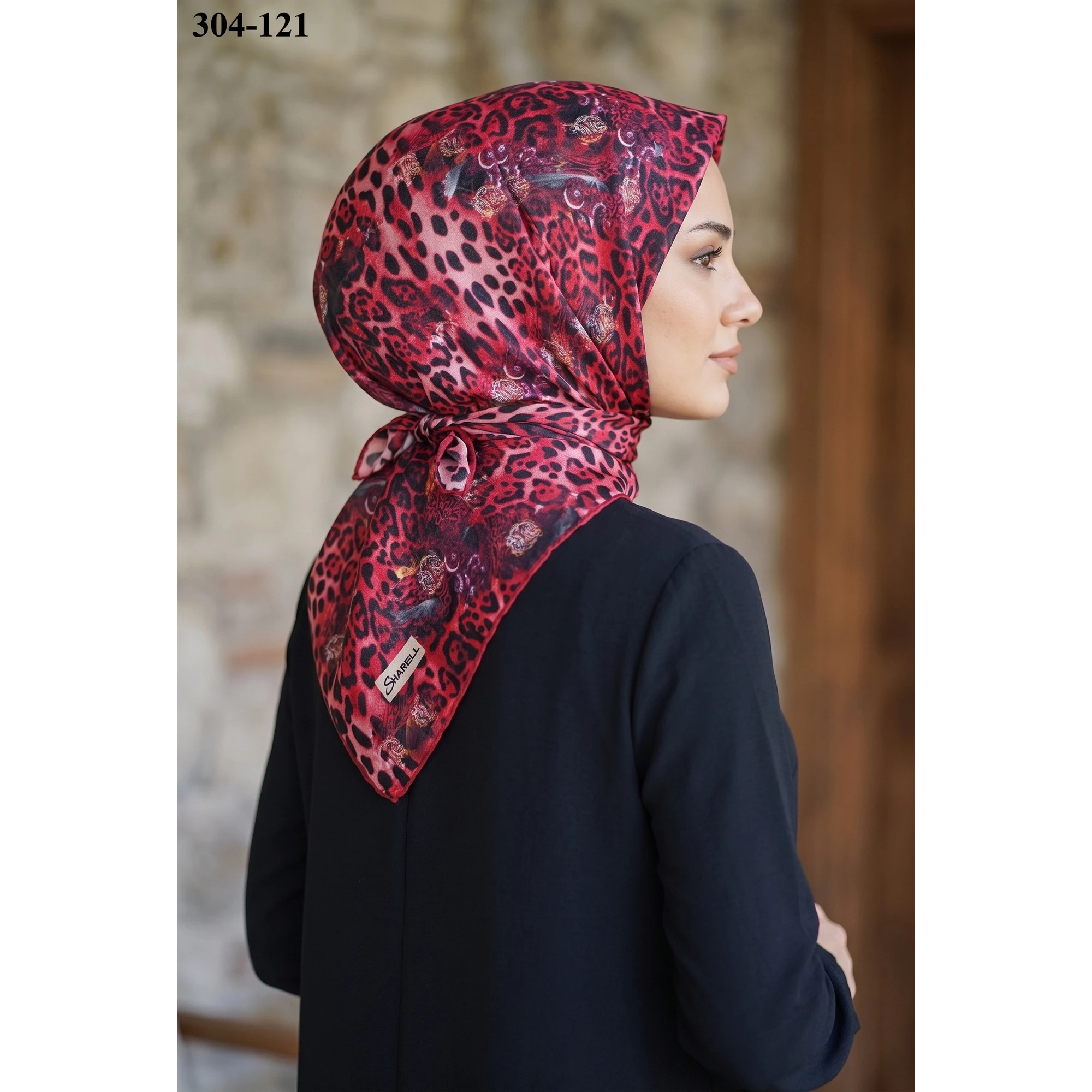 Sharell Leopar Desenli Soft Pamuk Eşarp 304-121