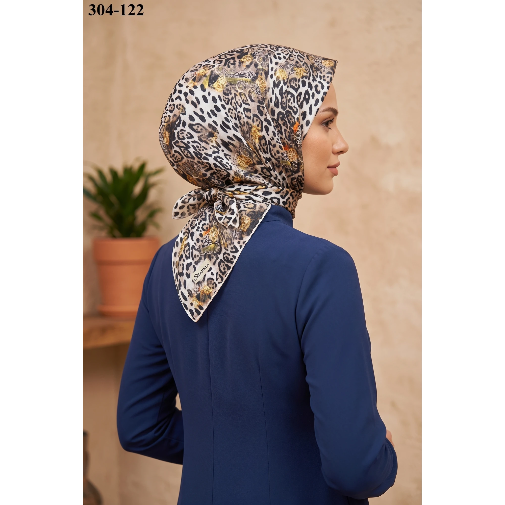 Sharell Leopar Desenli Soft Pamuk Eşarp 304-122