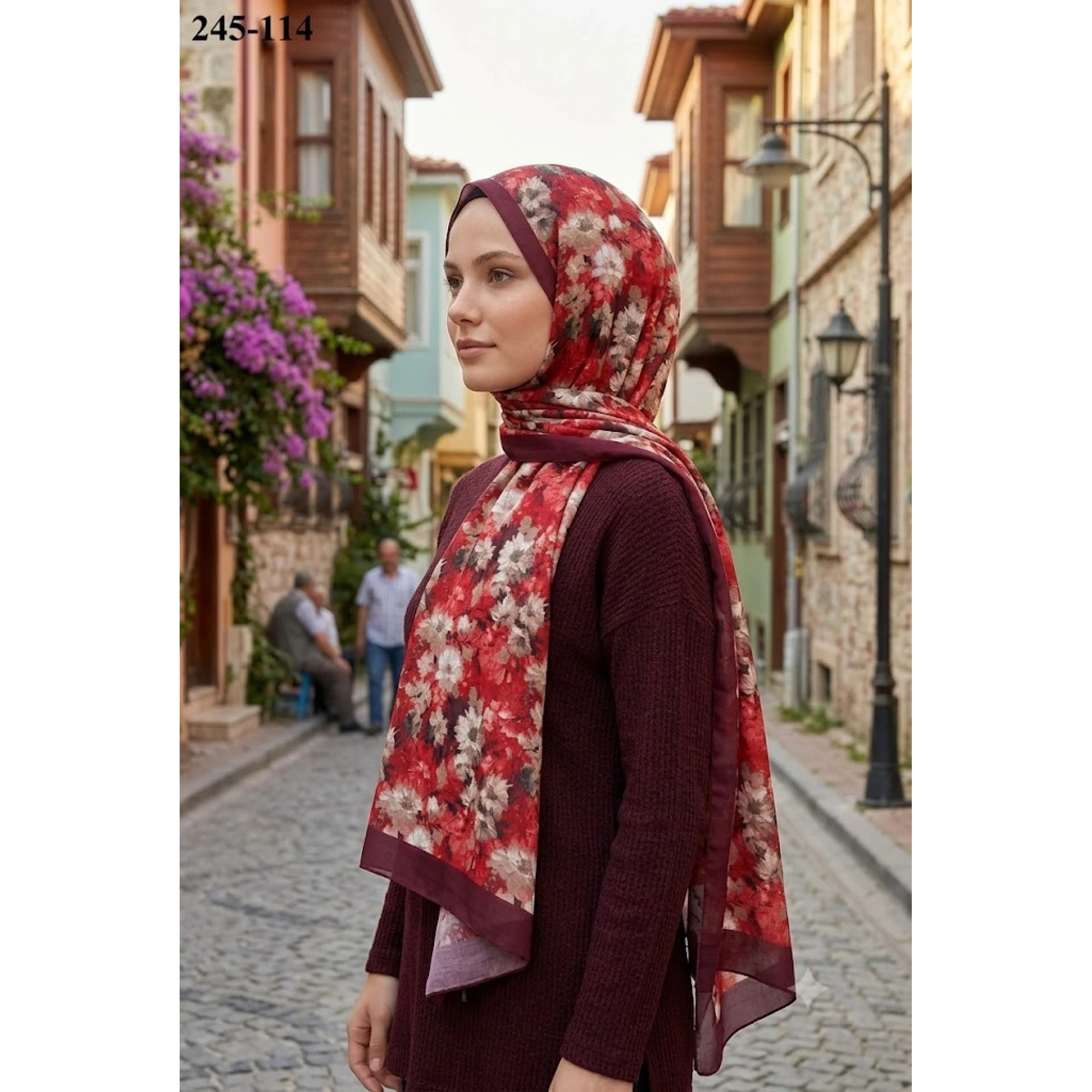 Sharell Soft Pamuk Şal (Bordo Serisi) 245-114