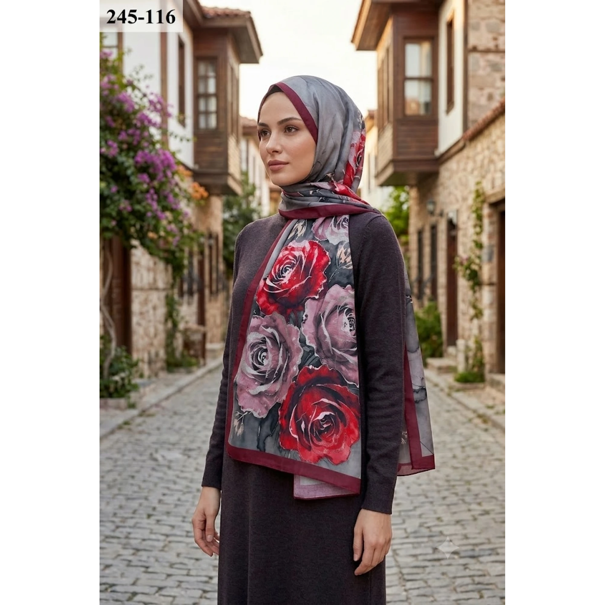 Sharell Soft Pamuk Şal (Bordo Serisi) 245-116