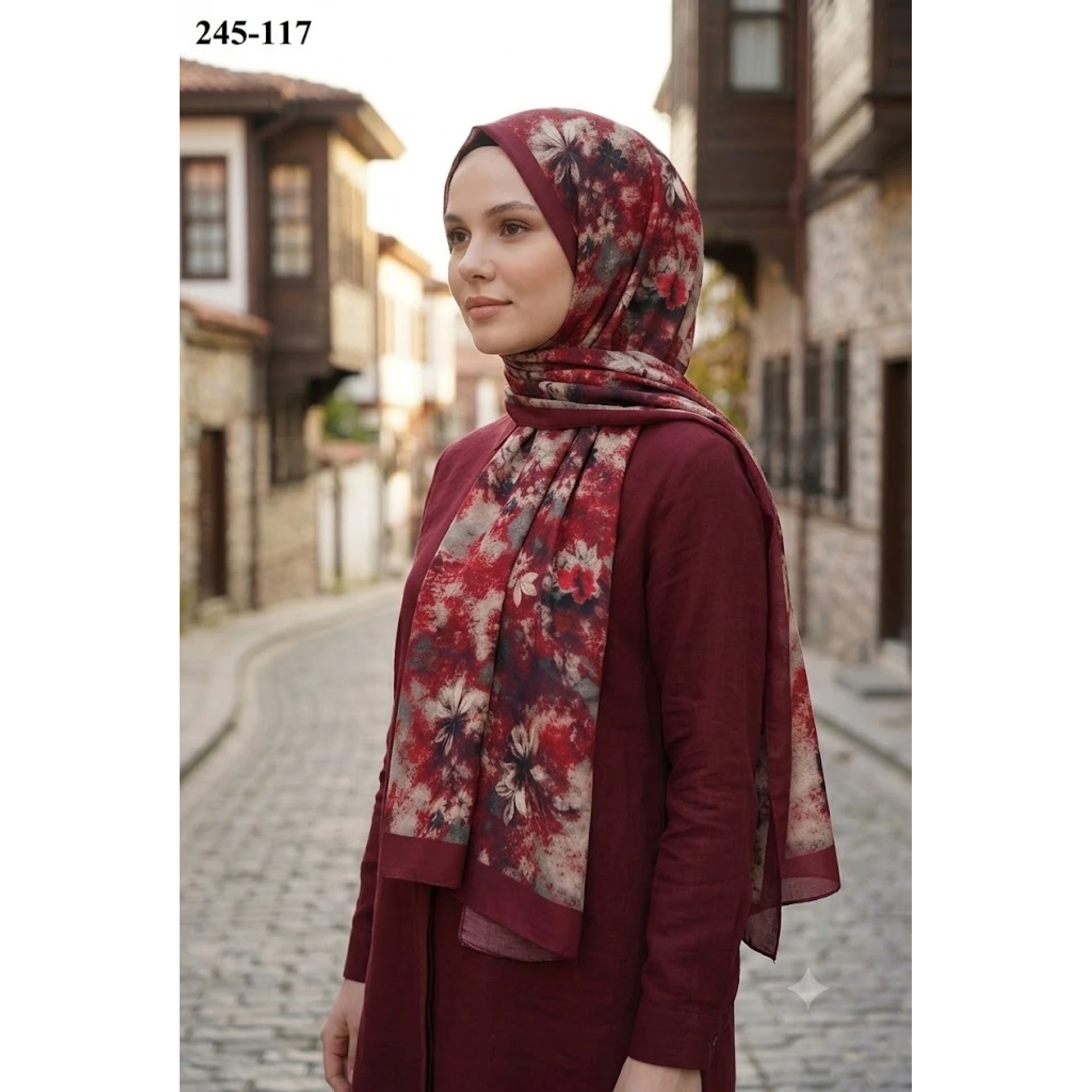 Sharell Soft Pamuk Şal (Bordo Serisi) 245-117