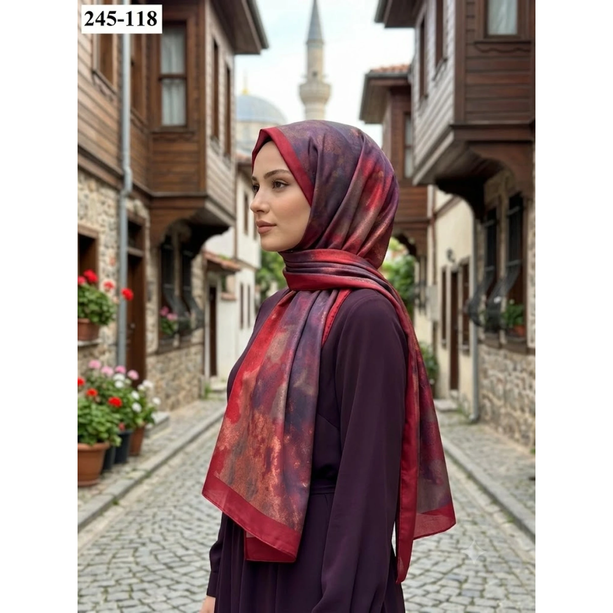 Sharell Soft Pamuk Şal (Bordo Serisi) 245-118