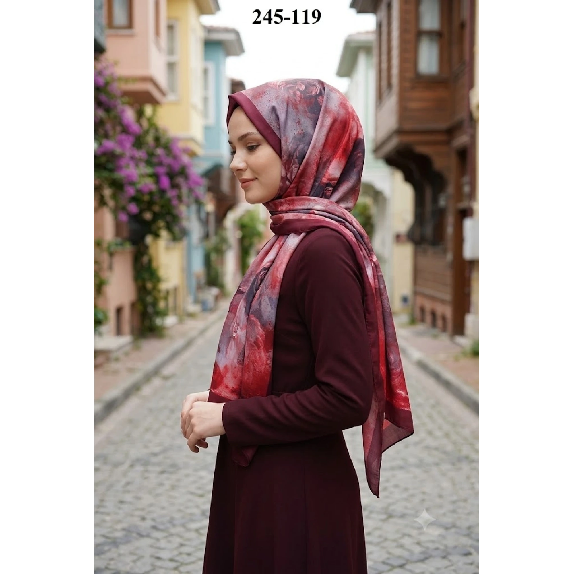 Sharell Soft Pamuk Şal (Bordo Serisi) 245-119