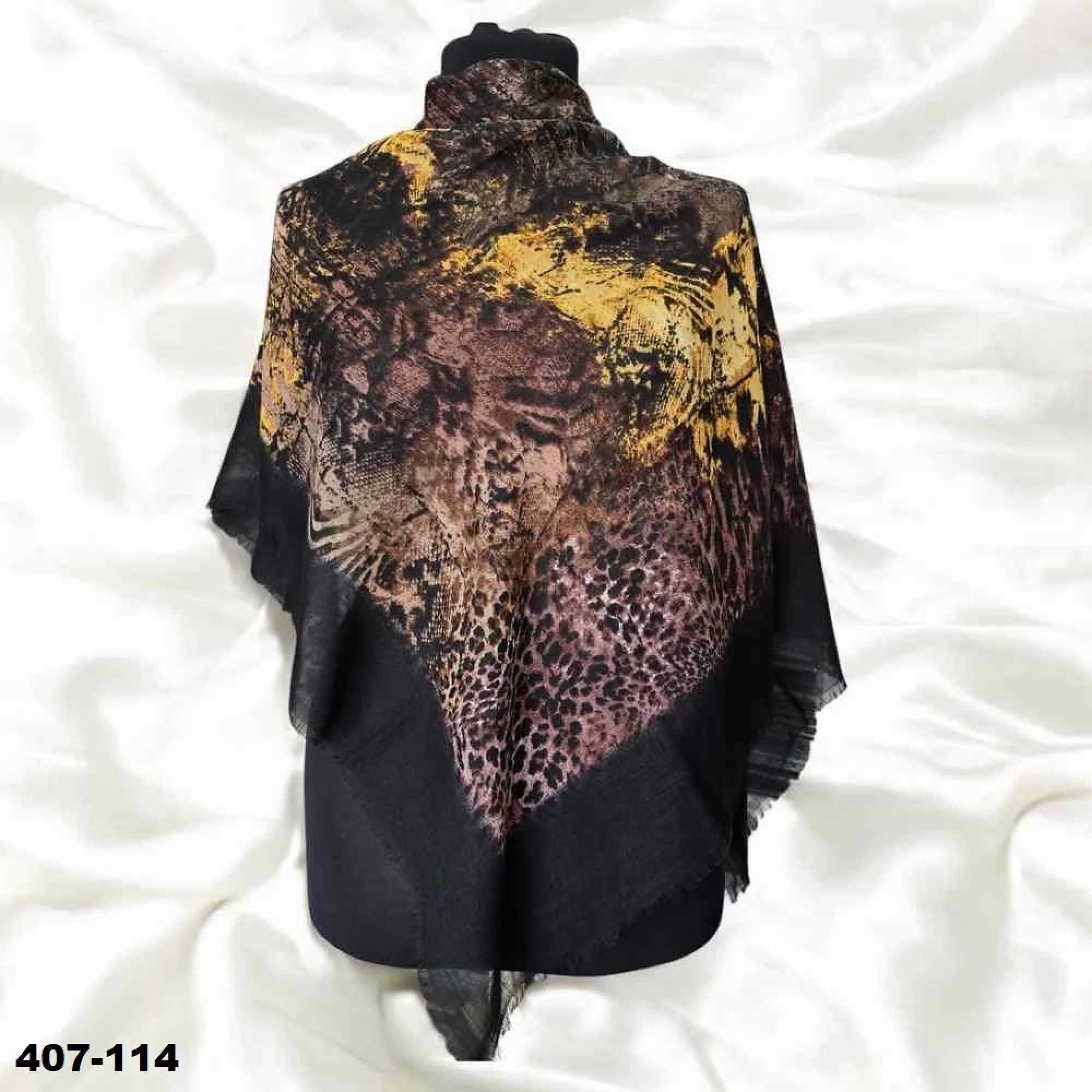 Soft İpek Desenli Flamlı Kotton Eşarp 407-114