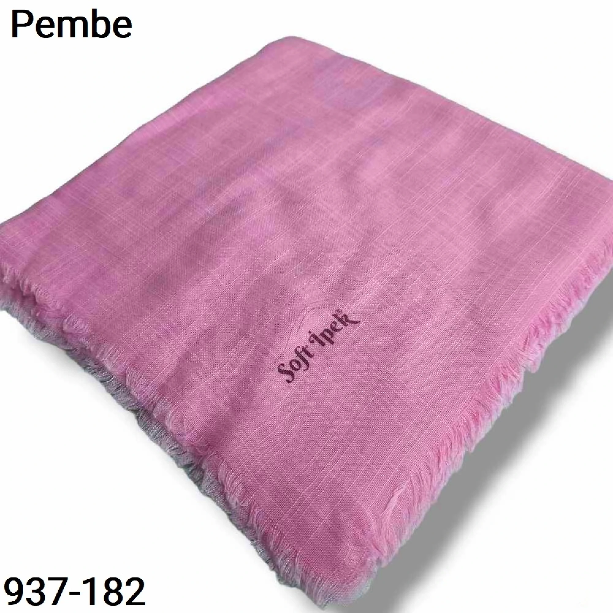 Soft İpek Düz Renk Flamlı Pamuk Eşarp (pembe) 937-182