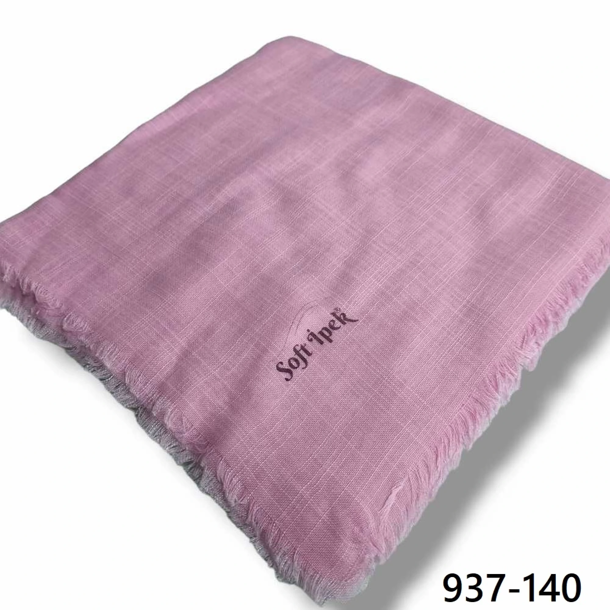 Soft İpek Düz Renk Flamlı Pamuk Eşarp (Toz Pembe) 937-140