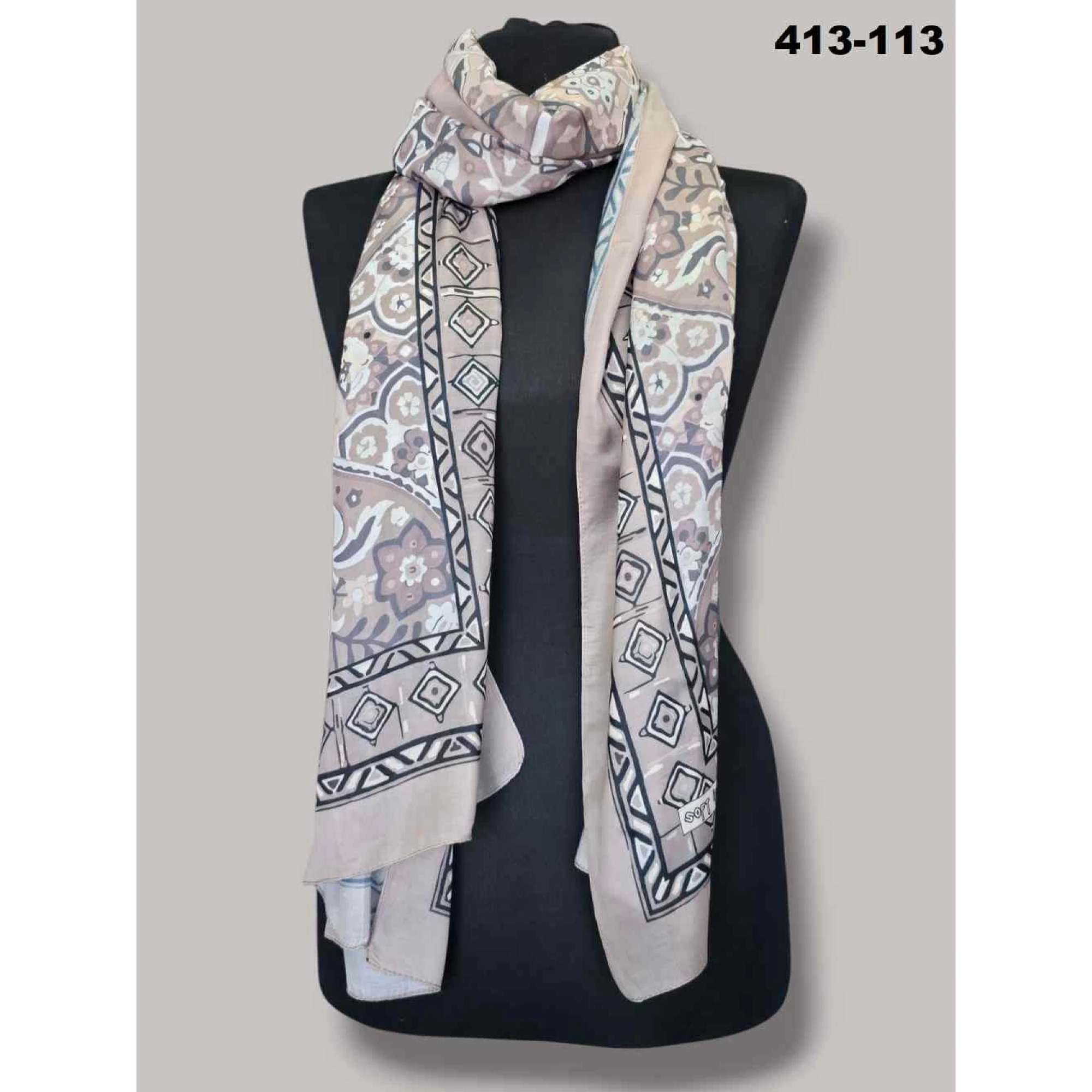 Soft İpek Etnik Desen Soft Şal 413-113