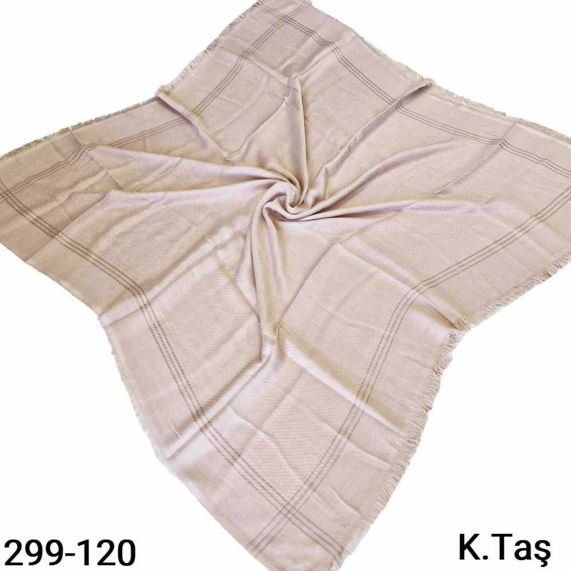 Soft İpek Sim Şeritli Balık Sırtı Pamuk Eşarp (taş) 299-120