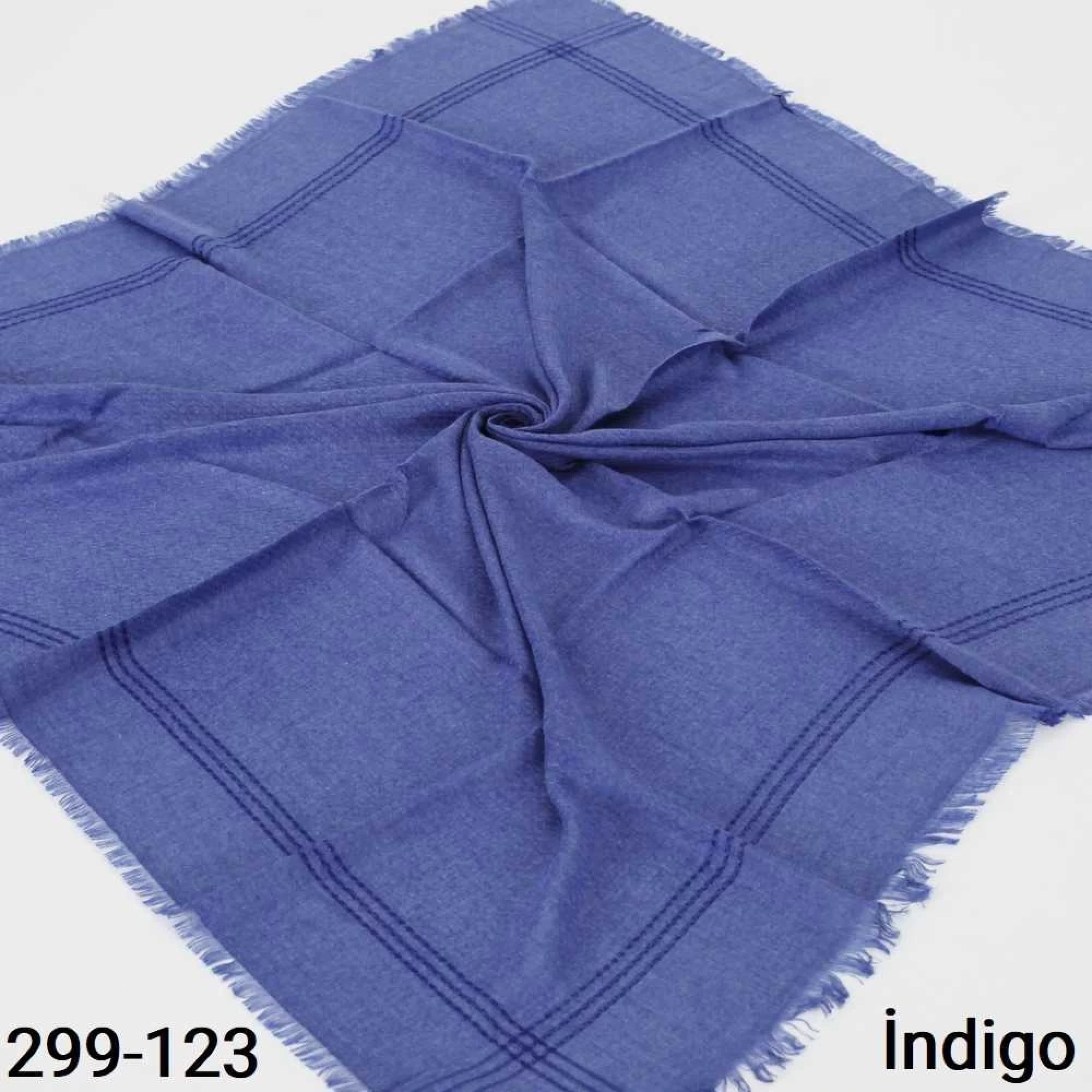 Soft İpek Sim Şeritli Balık Sırtı Pamuk Eşarp (indigo ) 299-123