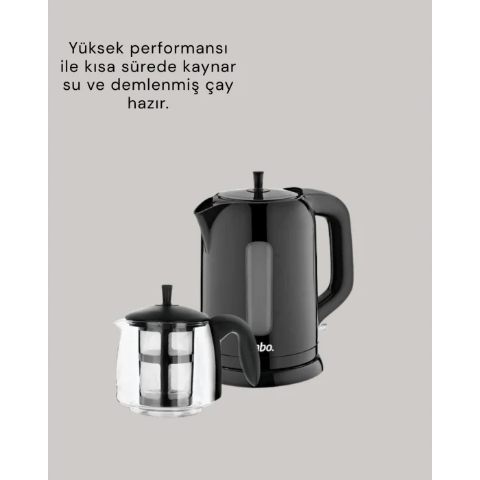 0,9 L Cam Demlik ve 1,7 L Su Haznesi ile Çay Keyfi