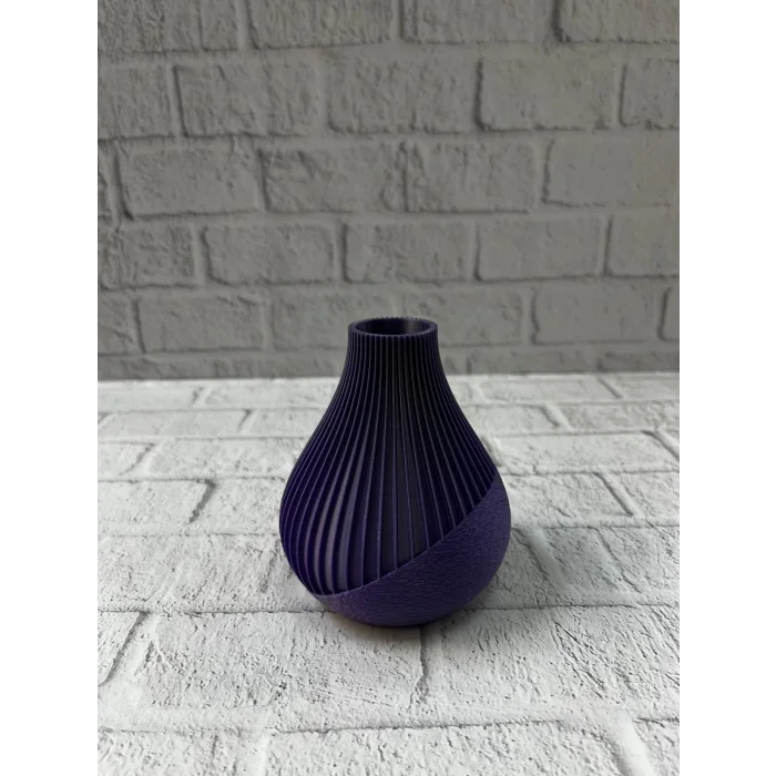 11 cm Mor Minimal Çizgili Vazo Masa Üstü Şık Dekor Objesi