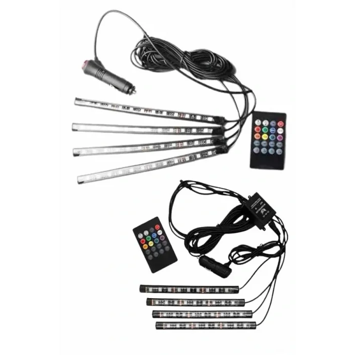 12Lİ Şerit Led Işık RGB Sese ve Müziğe Duyarlı Araç İçi Ayak Altı