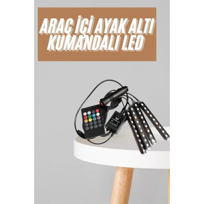 12Lİ Şerit Led Işık RGB Sese ve Müziğe Duyarlı Araç İçi Ayak Altı