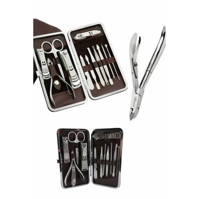 12 Parça Paslanmaz Çelik Kompakt ve Taşınabilir Manikür Makası Tırnak Makası