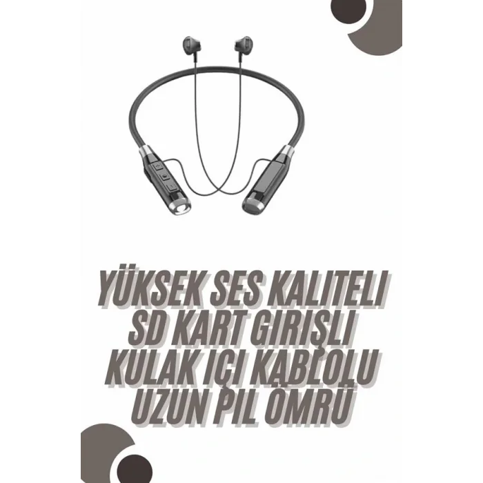 120 Saat Bluetooth Kulaklık Kablolu Boyun Askılı SD Kart Girişli ANC Özellikli