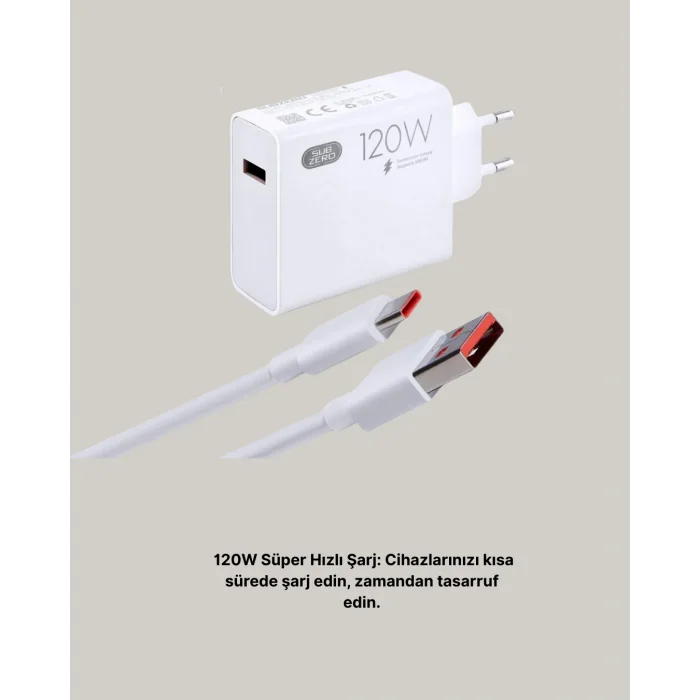 120W Mi Turbo Destekli Hızlı Şarj Cihazı Type-C Uyumlu Akım Korumalı