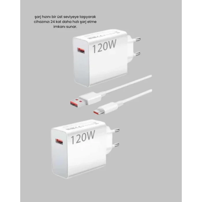 120W Ultra Hızlı Şarj Adaptörü USB-C Destekli Güçlü Şarj Teknolojisi
