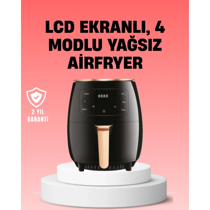 2400W Güçlü Airfryer 6L Yağsız Sağlıklı Pişirici LCD Dokunmatik