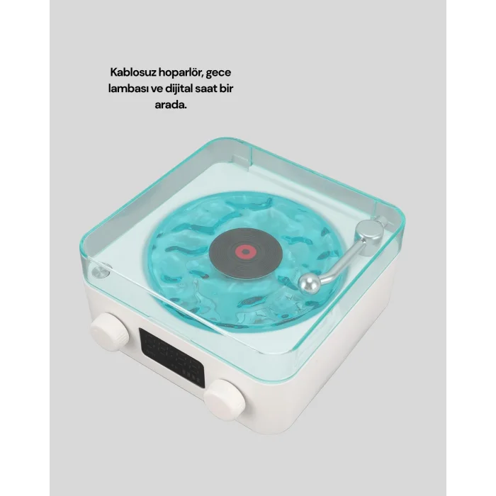 3-1 Kablosuz Bluetooth Hoparlör – Gece Lambalı, Saatli, Retro Tasarım