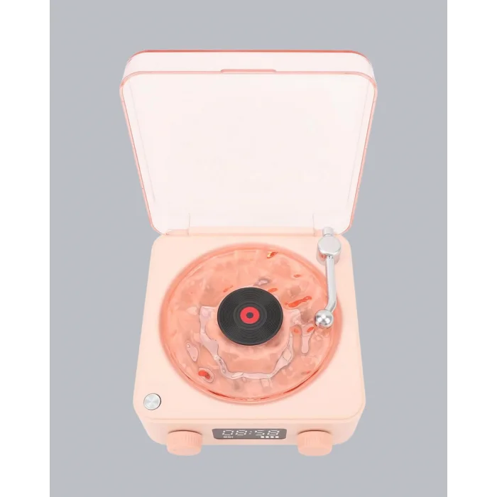 3-ü-1 Gece Işığı Bluetooth Hoparlör ve Dijital Saat Vintage Plak Çalar Tasarımlı