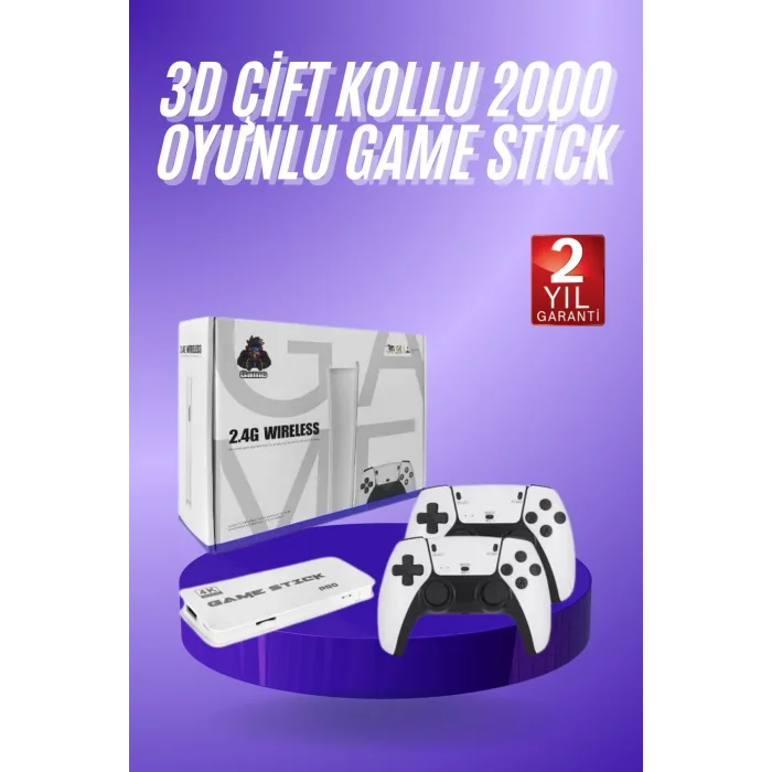 3D 4K HD 2.4G Game Stick 4K Ultra Hd Oyun Konsolu Çift Kollu