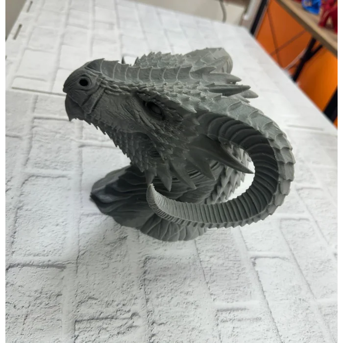 3D Ejderha Başı Heykeli Koleksiyonluk Dekoratif Figür 22x17 cm