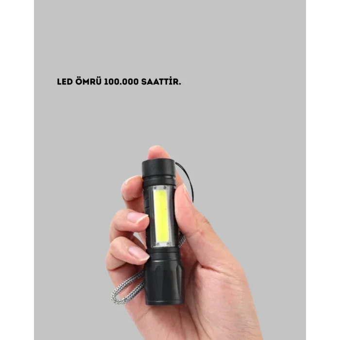 4 Mod Şarjlı Işıldak | Ultra Güçlü Cree LED | Su Geçirmez Alüminyum Gövde