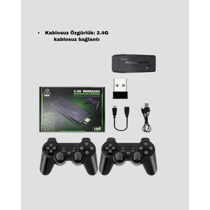 4K Destekli Kablosuz Retro Atari Oyun Konsolu – 20000 Oyun, 2 Kolu