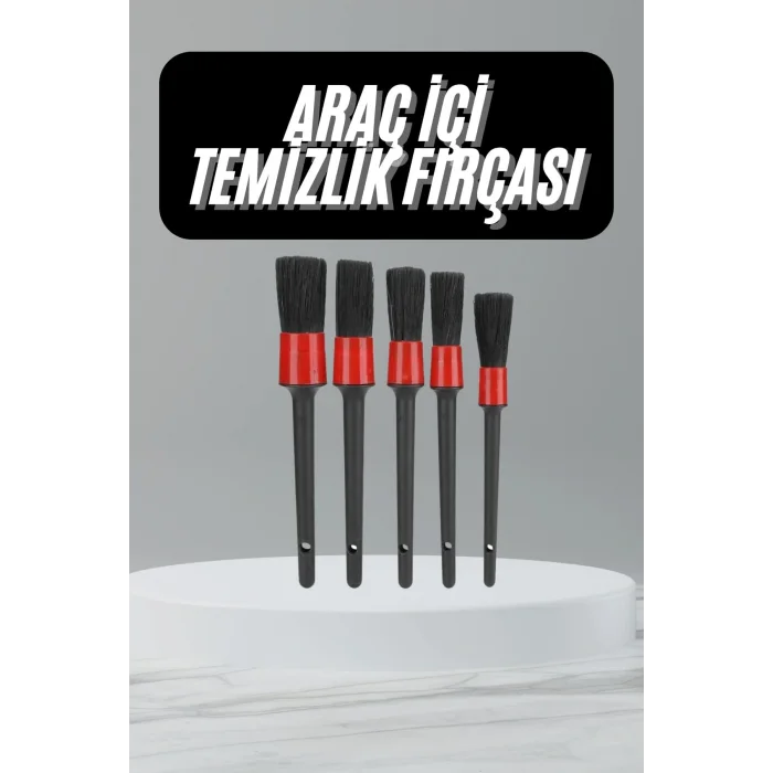 5 Adet Oto Detaylı Temizleyici Araç İçi Temizlik Fırça Seti Koltuk Döşeme Kapı Toz Alma Fırçası