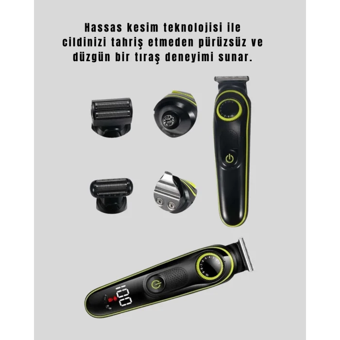 5 Başlıklı Çok Fonksiyonlu Saç Kesme ve Sakal Düzeltme Makinesi Erkek Bakım Aleti