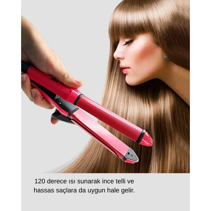 5 Kademeli Seramik Saç Düzleştirici – Düz ve Kıvırcık Mod, 26 mm Plaka, Profesyonel Saç Şekillendirme