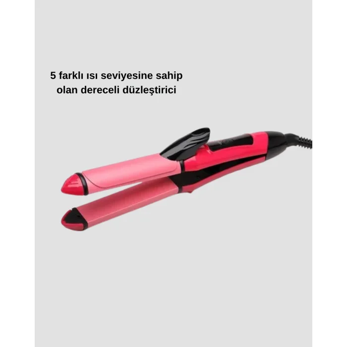 5 Kademeli Seramik Saç Düzleştirici – Düz ve Kıvırcık Mod, 26 mm Plaka, Profesyonel Saç Şekillendirme