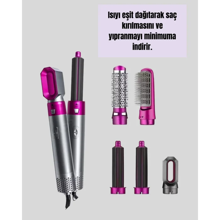 5 Parça Saç Şekillendirme Seti Düzleştirme Dalga ve Bukle Yapma